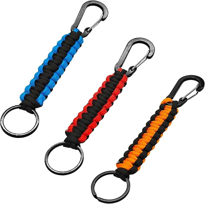 3PCS Paracord Keychain with Carabiner Clip, Braided Rope Key Chain Lanyard by AUXBC