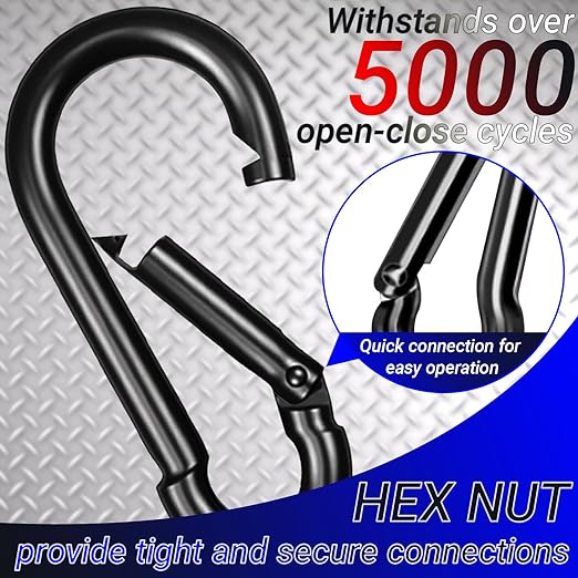 60 Pack 3" Heavy Duty Spring Snap Hook Carabiners, M8 5/16" Galvanized Steel - Image 3