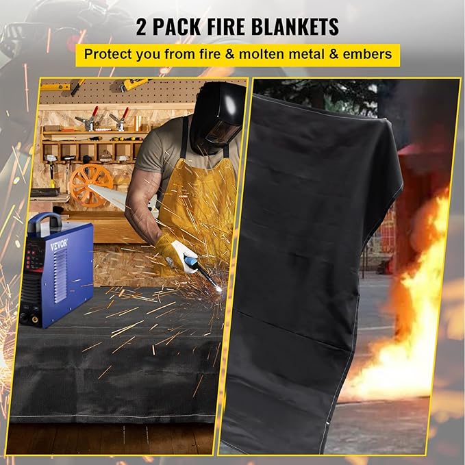 VEVOR Fire Blankets, 2 Pack Welding Blankets, 1022 °F Flame Retardant Blanket - Image 2