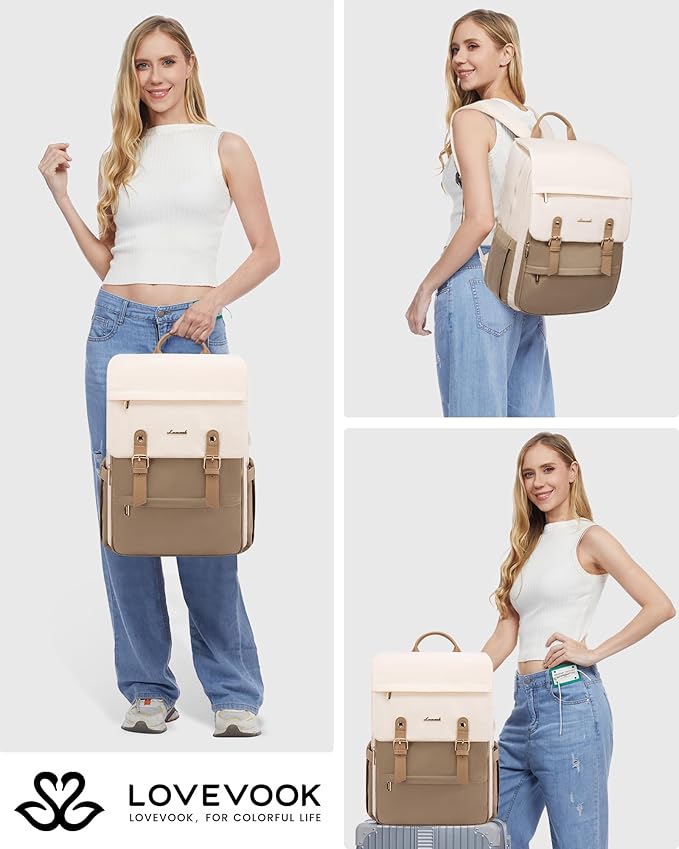 LOVEVOOK Laptop Backpack Purse for Women Fashion Vintage Computer Backpack 17 - Image 6