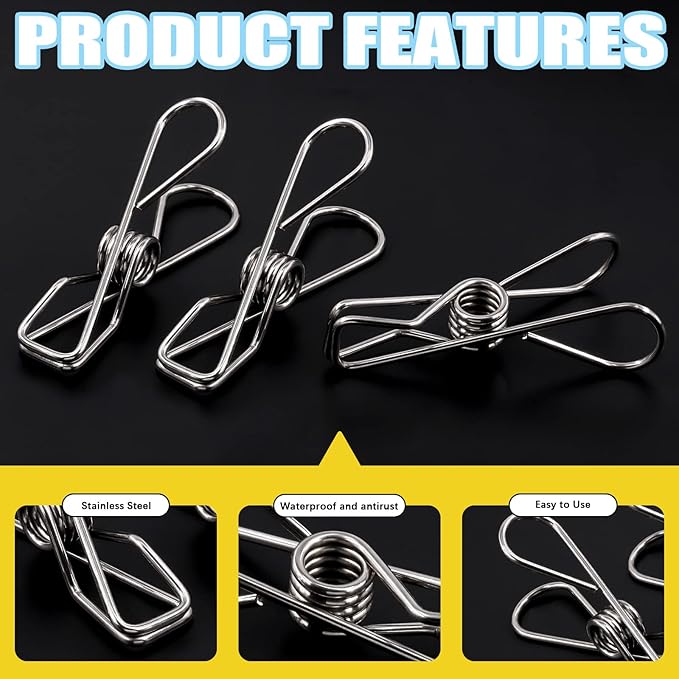 145 Pcs Multi-Purpose Stainless Steel Clothes Pins - Image 3