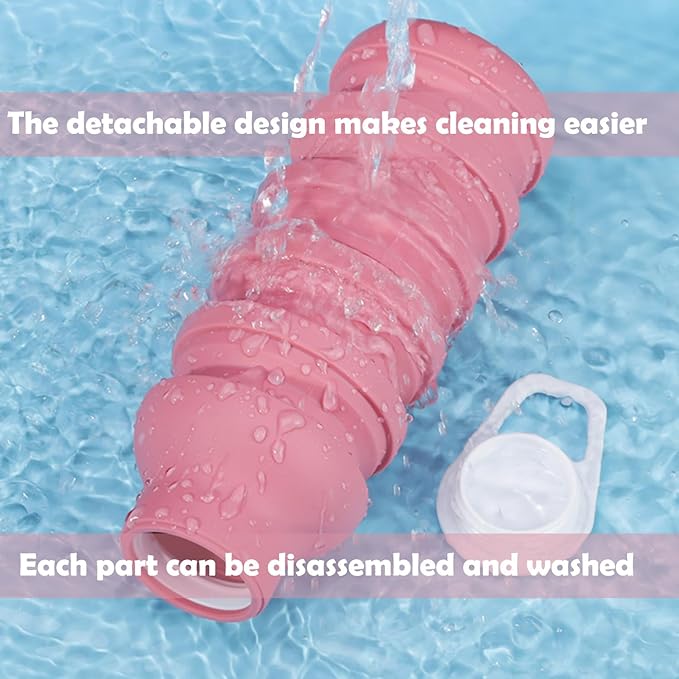 Collapsible Silicone Water Bottle - 20oz Foldable - Image 4