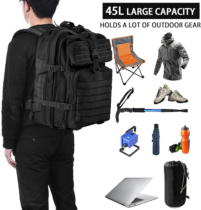 aiGear Tactical Backpack for Men, 45L Military Backpack, 3-Day Bug Out Bag for - Image 2