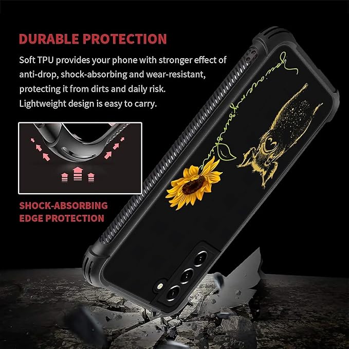 for Samsung Galaxy S21 FE Case, Pig Sunflower Yellow Sunshine Pattern Graphic - Image 6