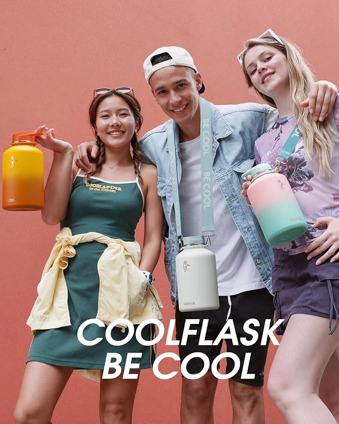 Coolflask Water Bottle with Straw, 40 oz Insulated Metal Water Flask with Straw - Image 7