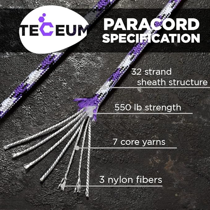 TECEUM 5/32" Paracord Rope 1000 – 1000ft / 200ft / 100ft / 50ft – Tactical - Image 2