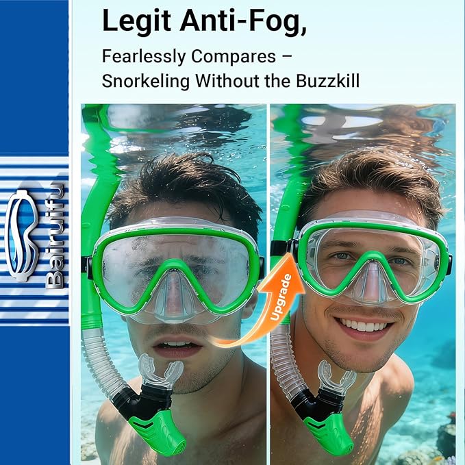 Bairuifu 2-Pack Snorkel Gear for Adults | Enhanced Anti-Fog & Anti-Leak - Image 2