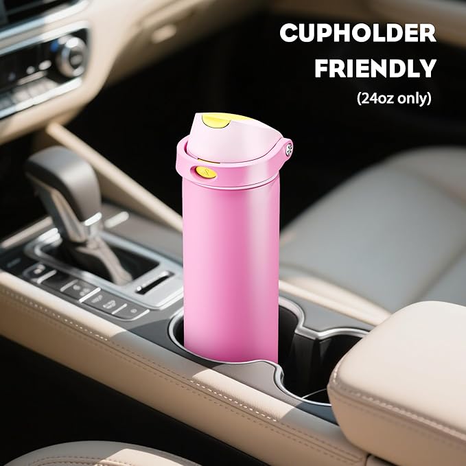 POWCAN 24 oz Steel Water Bottle: 2-in-1 Push-Button Spout & Quick-Flip Straw - Image 5
