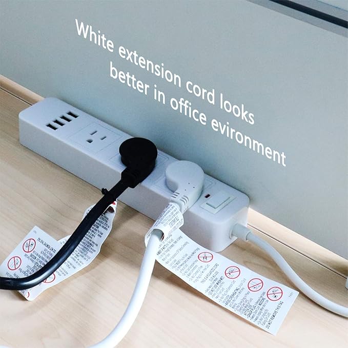 FIRMERST 1875W 10 Feet Extension Cord Heavy Duty Low Profile White 15A - Image 6