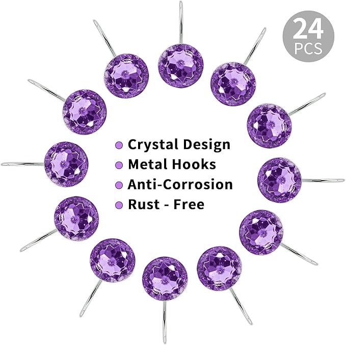 MitoVilla Purple Shower Curtain Hooks Rings, Metal Shower Hooks - Image 4