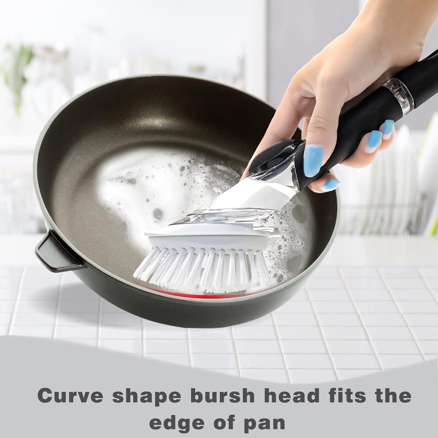 Brush Refills for RIMAY Dish Brush - 4 Pack Dish Brush Cleaning Soap Dispensing Head Replacement for Scrubber (White)