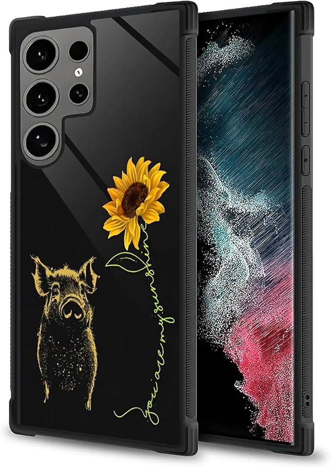 for Samsung Galaxy S24 Ultra Case, Pig Sunflower Yellow Sunshine Pattern - Image 2