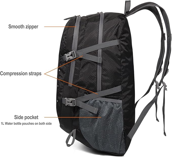 Packable Lightweight Backpack 40L, Ripstop Nylon Foldable Traveling Daypack - Image 7