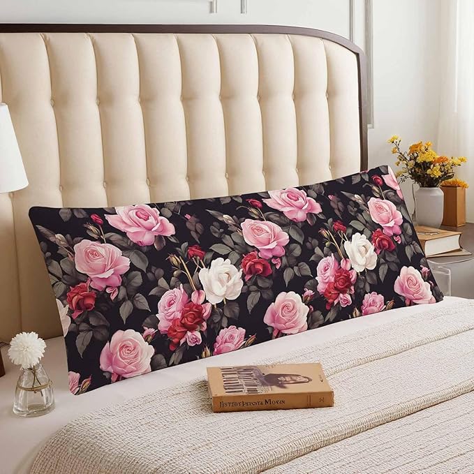 Outdoor Pillows Body Pillow Cover Rose Lumbar Body Pillow Case Protector - Image 3