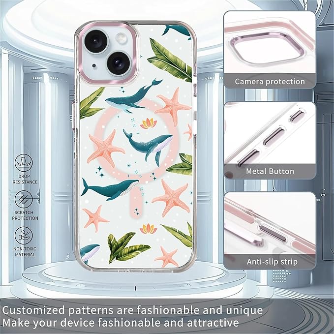 Case for iPhone 13/14, Sealife Whale Ocean Wildlife Clear Phone Case Design，for - Image 2