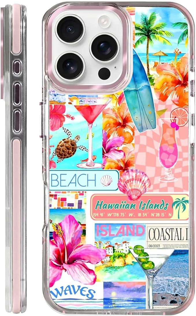 Case for iPhone 16 Pro, Coastal Beach Cover Coquette Collage Phone Case by Toulas