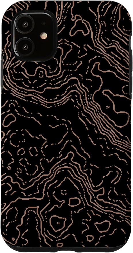 Topography Black & Brown Abstract Pattern Topographic Map Case by Unknown