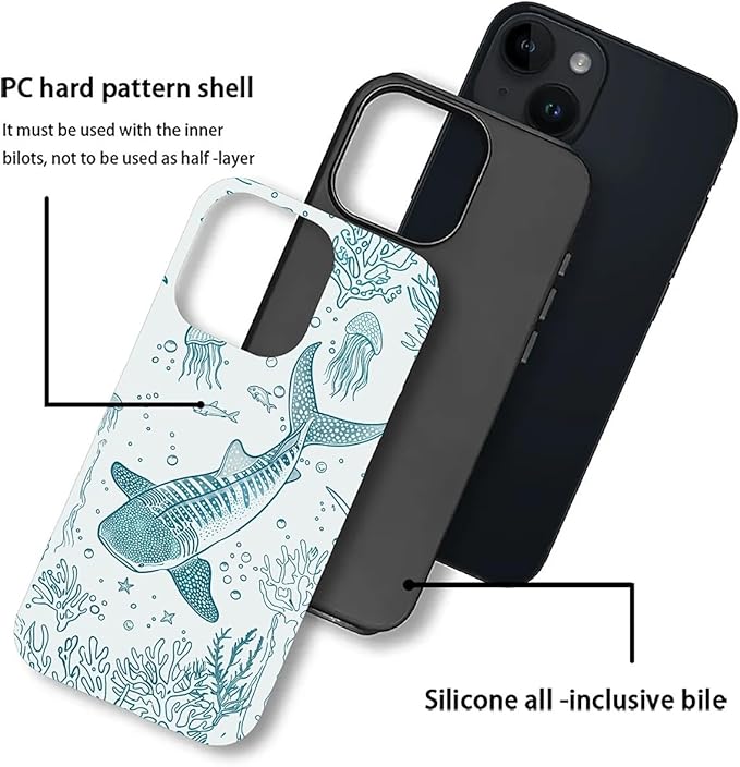 for iPhone 14 Plus Case, HH2 Ocean Whale Shark Hybrid 2 Layer Hard Shell - Image 3
