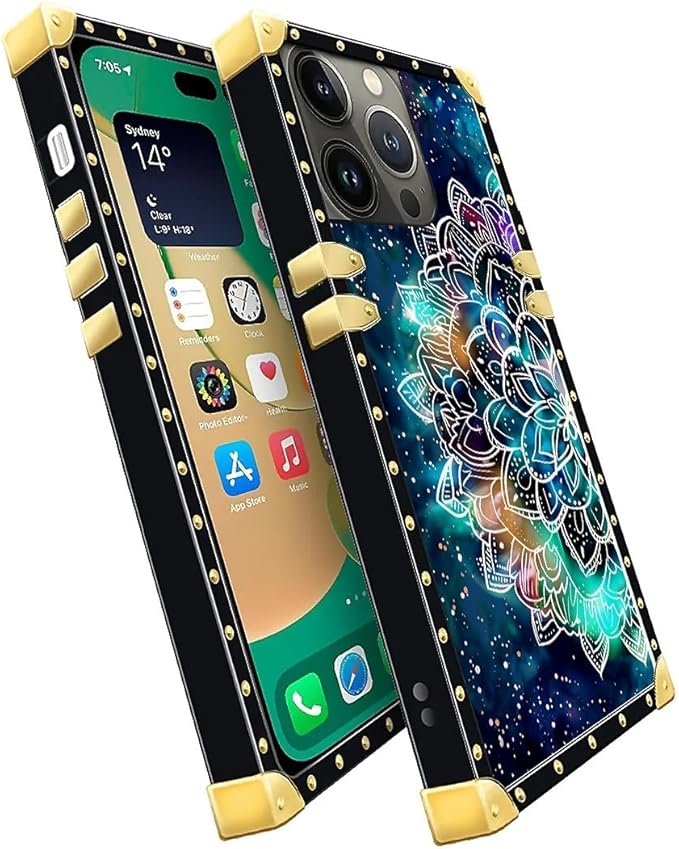Compatible with iPhone 14 Pro Max Case, Starry Sky Colourful Mandala Luxury - Image 3