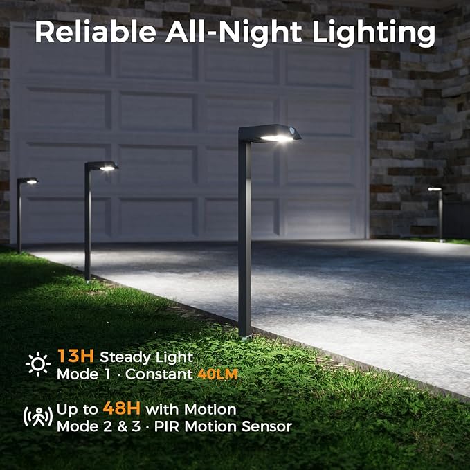 XMCOSY+ Solar Pathway Lights, 4 Pack All-Metal Motion Sensor Outdoor Lights - Image 4
