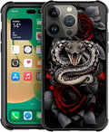 for iPhone 13 Pro Max Case, Entwined Rose Snake Pattern Graphic Design Girl Boy by FKBRCL4U