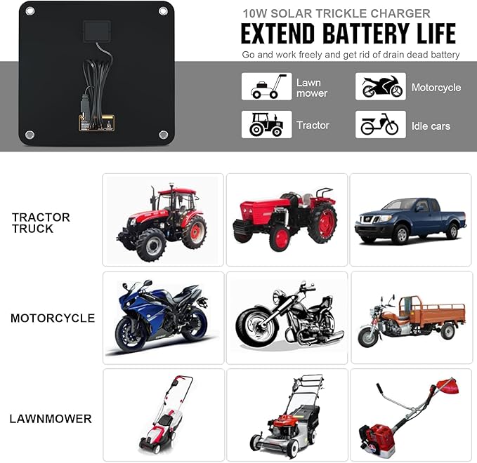 ECO-WORTHY 10W Solar Car Battery Charger Maintainer 12V Waterproof Portable - Image 4