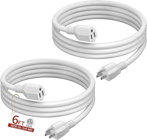 16/3 Short Extension Cord 6 FT 2 Pack, Indoor 3 Prong Power Cable, Suitable by Skrizcable