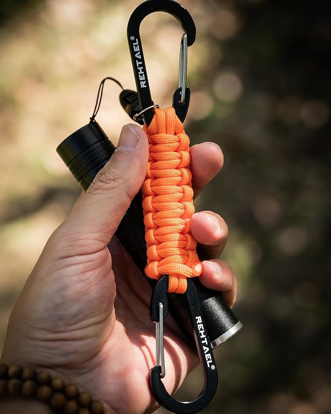 Paracord Braided Carabiner Keychain Lanyard Strap, Hanger Stroller Hook w/2 - Image 4