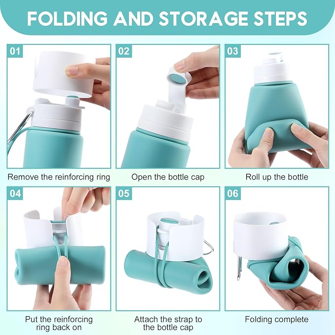 LemonRoad 4 Pcs 26 oz Silicone Collapsible Water Bottle, Portable Foldable - Image 7