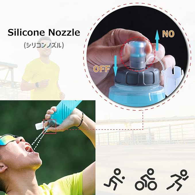 Azarxis TPU Soft Flask Collapsible Water Bottle Running Folding Gel Water - Image 3