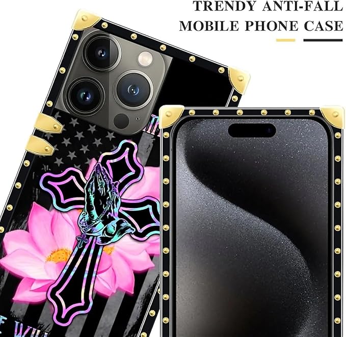 Compatible with iPhone 16 Pro Max Case, Praying Cross Hands Luxury Golden - Image 4