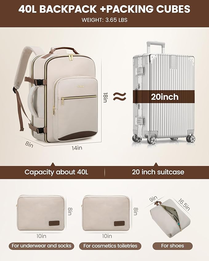 LOVEVOOK Travel Backpack for Women & Men 40L, Airline Approved Carry On - Image 5