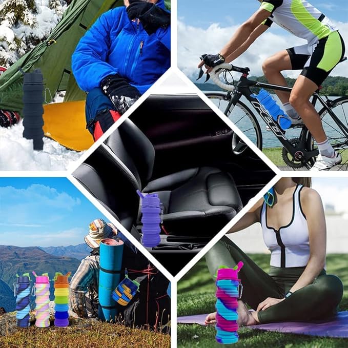 Collapsible Water Bottles 3 Pack Silicone Water Bottle - Image 6