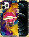 Compatible with iPhone 12 Pro Max Case, Cool Corlorful Lip Marble Luxury Golden by Unknown