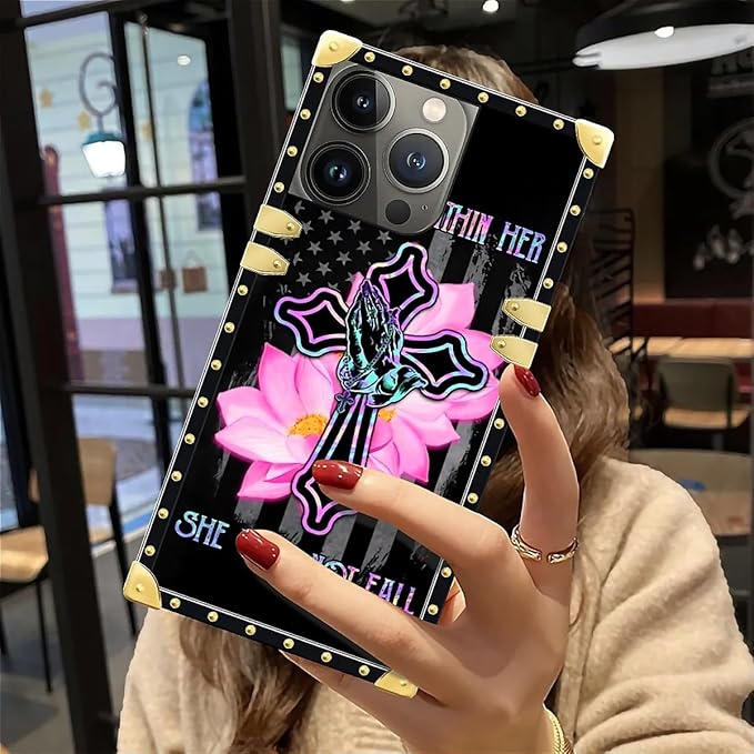 Compatible with iPhone 12 Pro Max Case, Praying Cross Hands Luxury Golden - Image 6