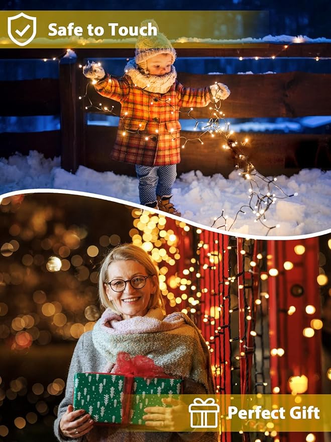 4 Pack Total 800 LED Solar Christmas Lights Outdoor, Solar String Lights - Image 7