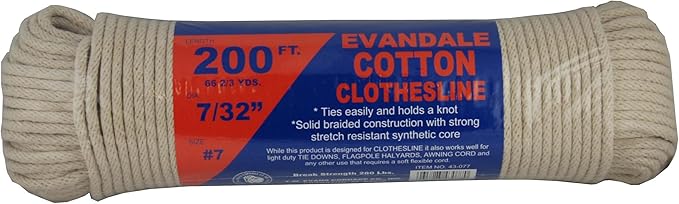 T.W Evans Cordage 43-077 7/32-Inch Evandale Cotton Clothesline 200-Feet Hank by T.W+.+Evans+Cordage+Co.