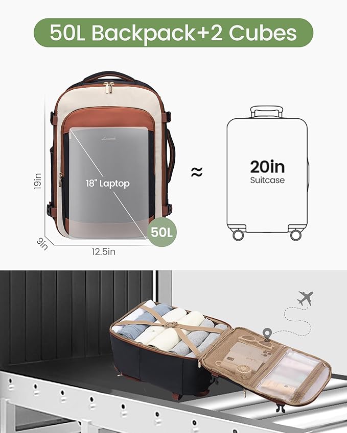 LOVEVOOK 50L Travel Backpack for Women & Men, Airline Approved Carry On Backpack - Image 5