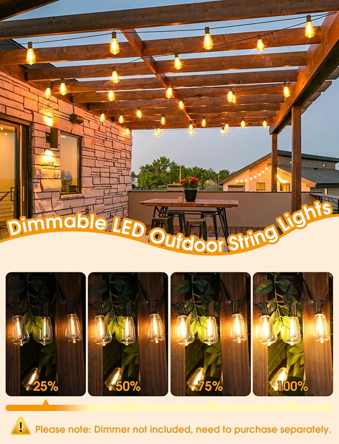 Larkvue 25FT Outdoor String Lights, Patio Lights - Image 2