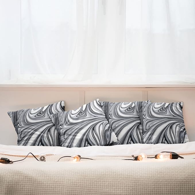 Ambesonne Abstract Throw Pillow Cushion Case Pack of 4, Mix of White and Black - Image 6