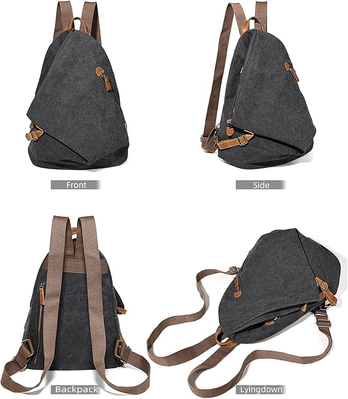 KL928 Canvas Vintage Backpack – Large Casual Daypack Outdoor Travel Rucksack - Image 9
