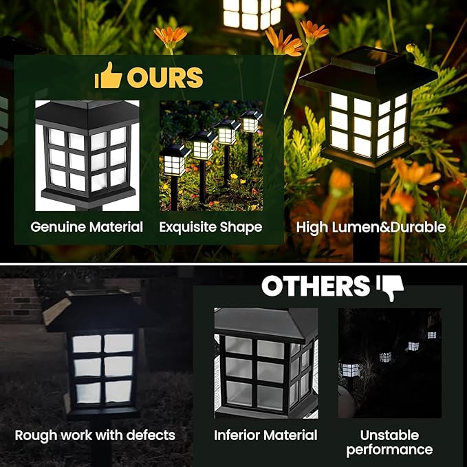GIGALUMI Solar Outdoor Lights，6 Pack LED Solar Lights Outdoor Waterproof - Image 4