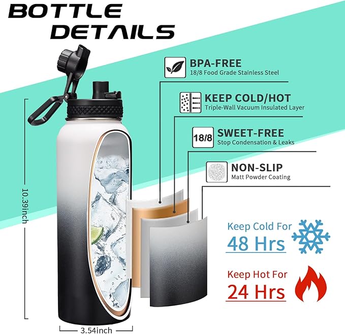 Stainless Steel Water Bottle 40oz - Image 4