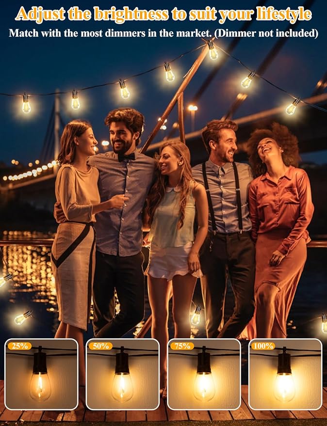 Brightever LED Outdoor String Lights 36FT, Patio Lights Outdoor Waterproof - Image 6