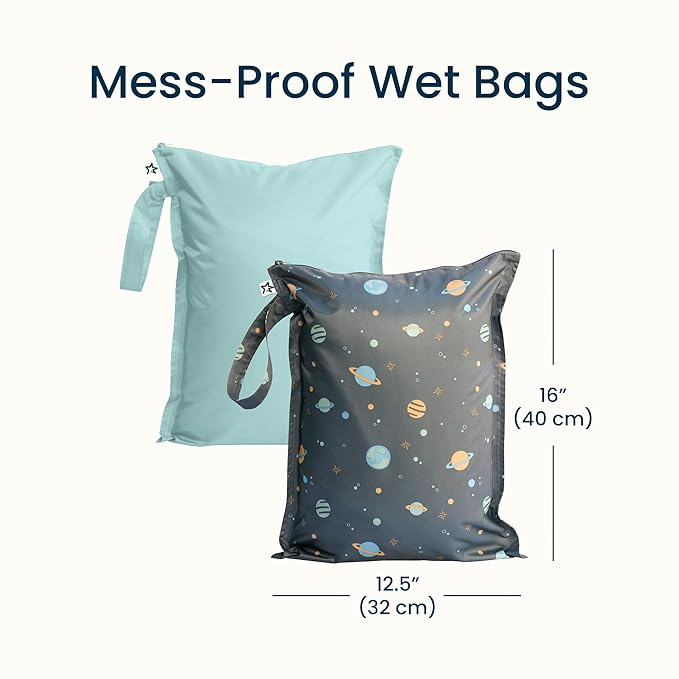 Tiny Twinkle Mess Proof Wet Bags | 2-Pack Reusable Waterproof Wet Bags - Image 2