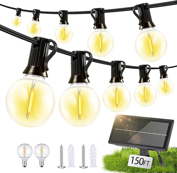 Solar Lights Outdoor Waterproof: G40 45M 150FT Shatterproof Bulbs Patio Lights by Unknown