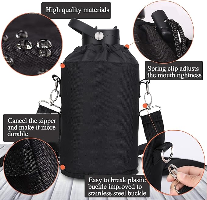 Water Bottle Insulated 32oz 40oz 64oz 128oz Straw Lid Spout Lid & 3 Lids - Image 6