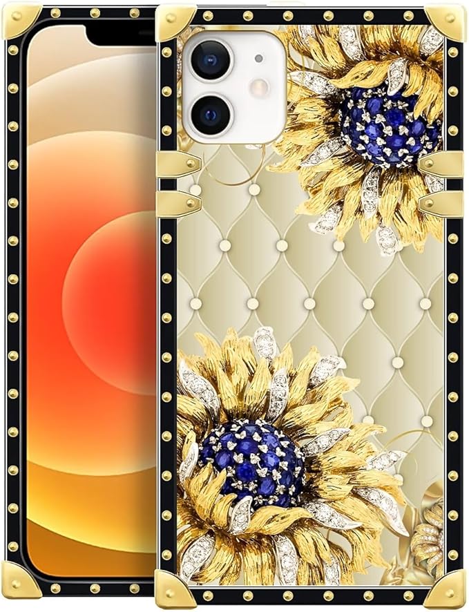 Compatible with iPhone 11 Case, Sunflower Diamonds Leather Luxury Golden by Unknown
