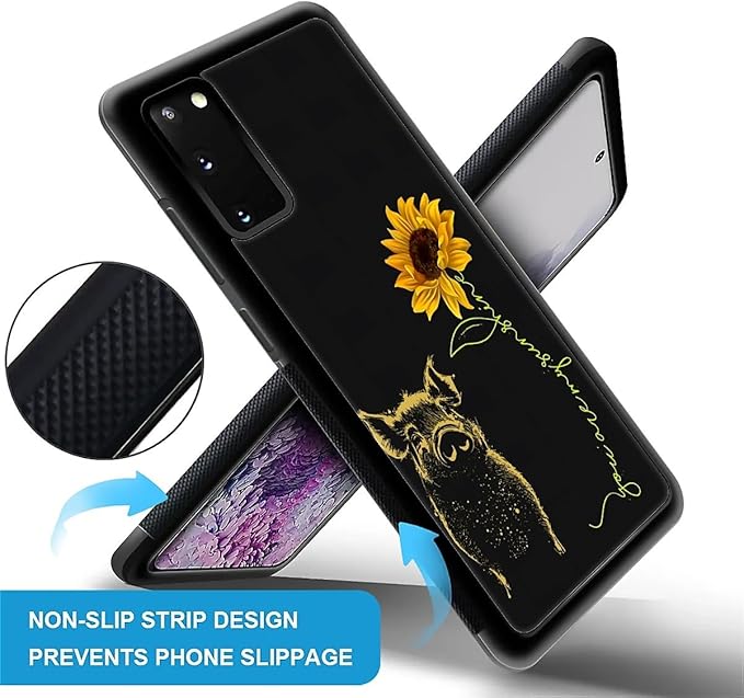 for Samsung Galaxy S20 Case, Pig Sunflower Yellow Sunshine Pattern Graphic - Image 5