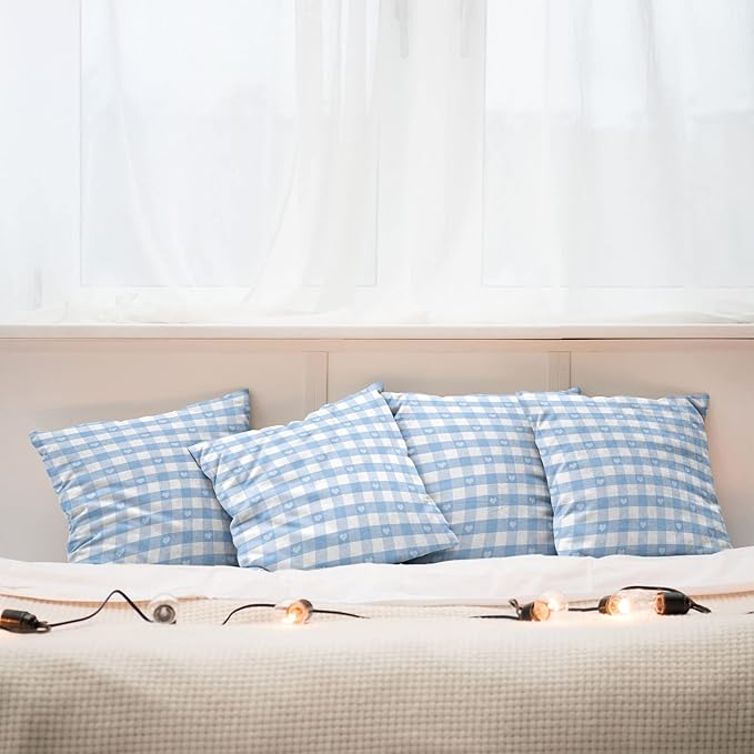 Ambesonne Checkered Decorative Throw Pillow Case Pack of 4, Gingham Motif - Image 6